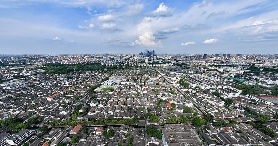 2023年7月3日拍攝的蘇州平江歷史文化街區(qū)（無人機照片）。新華社記者 李博 攝