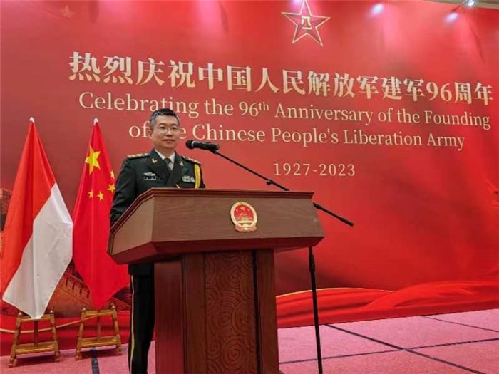 圖為徐勝武官致辭。中國駐印度尼西亞使館供圖