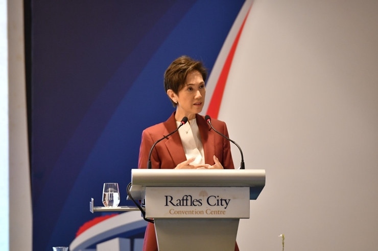 新加坡通訊及新聞部長兼內政部第二部長楊莉明。新加坡南洋理工大學供圖