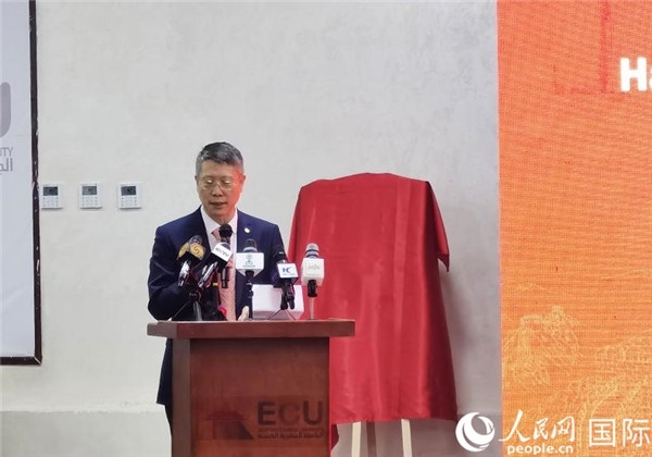 中國石化非洲代表處總代表衛(wèi)東致辭。人民網(wǎng)記者 沈小曉攝