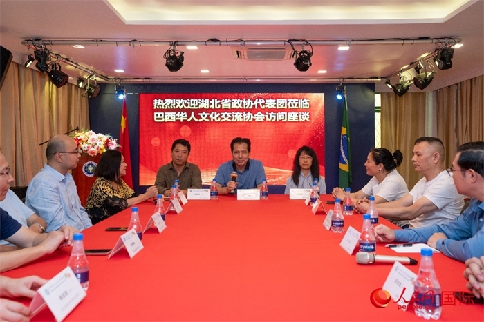 湖北省政協(xié)經(jīng)濟委員會主任王兆民（中）在座談會上致辭。 人民網(wǎng)記者 陳海琪攝