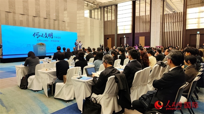 “何以文明”全球巡展?日本特展啟動儀式現(xiàn)場。人民網 蔣曉辰攝