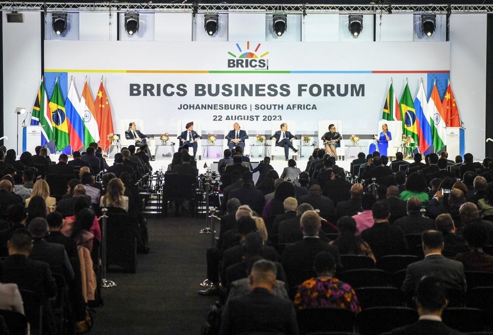 這是8月22日在南非約翰內(nèi)斯堡拍攝的金磚國家工商論壇現(xiàn)場。新華社記者李亞輝攝