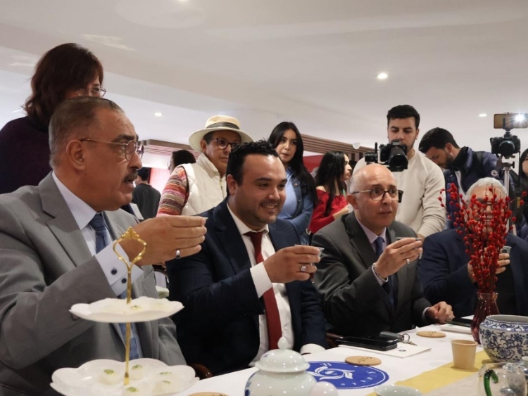 觀眾興致勃勃地體驗茶藝。陳芷珊攝