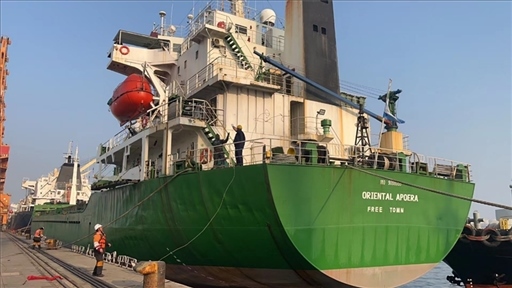 中蘇海運直航貨輪靠泊蘇里南碼頭。中國駐蘇里南大使館供圖