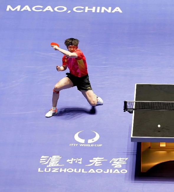 王楚欽在比賽中。賽事方供圖