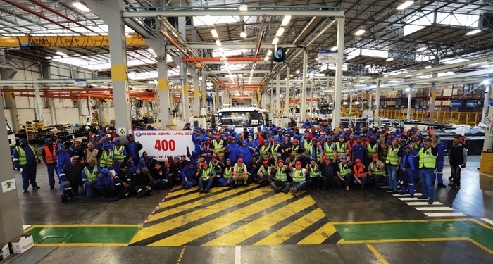 一汽南非庫哈工廠單月產(chǎn)量破400輛。圖片來源：一汽解放