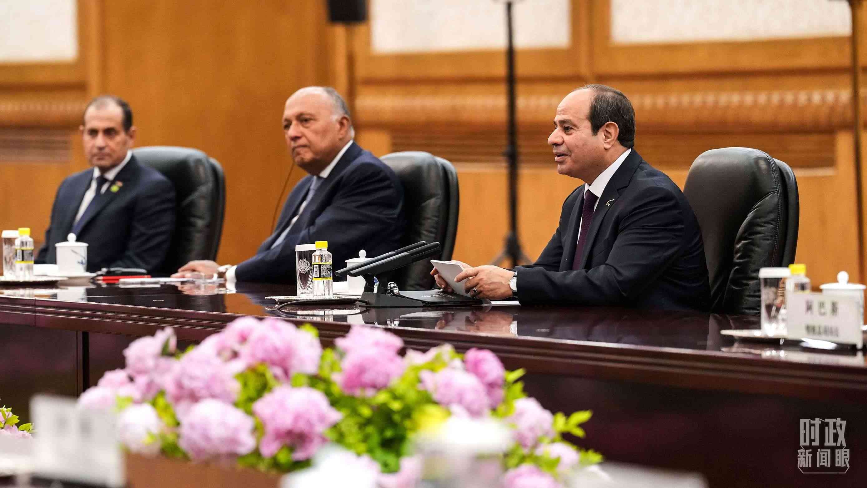 △會談中的塞西總統(tǒng)。（總臺國廣記者李晉拍攝）