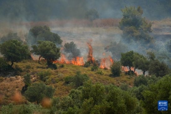 6月12日，以色列北部加利利地區(qū)遭受火箭彈襲擊后冒出滾滾濃煙。新華社發(fā)（阿亞爾·馬戈林?jǐn)z/基尼圖片社）