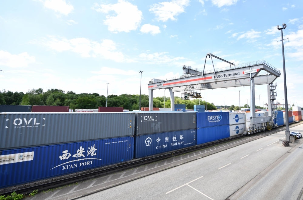 這是2024年5月27日拍攝的德國(guó)漢堡-比爾韋爾德DUSS貨運(yùn)場(chǎng)站。新華社記者 任鵬飛 攝