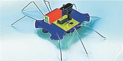 一種能夠在水面上滑行的自供電“蟲子”機(jī)器人。圖片來源：紐約州立大學(xué)賓漢姆頓分校