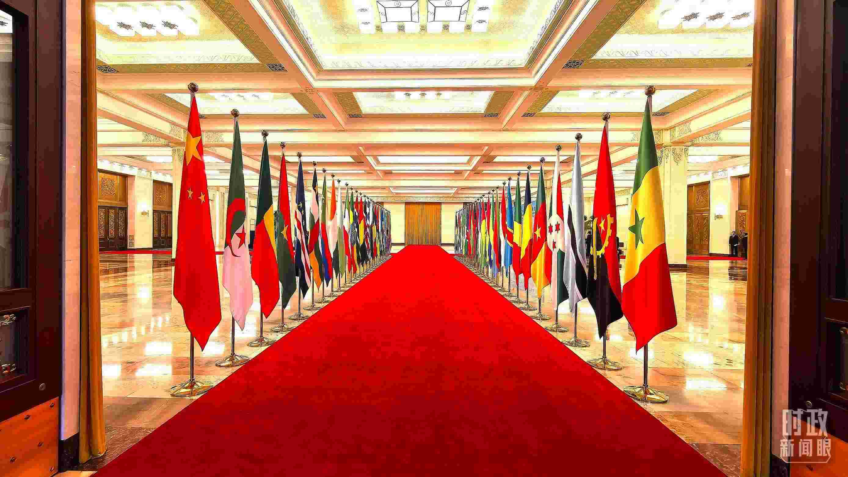  △人民大會堂內(nèi)的旗陣。（總臺央視記者馬超拍攝）
