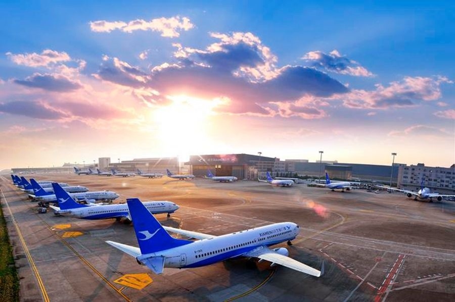 這是如今廈門航空的機(jī)隊(duì)照片。（廈門航空有限公司供圖）