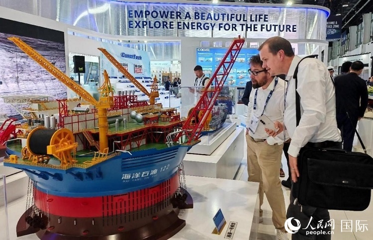 觀眾在中企展臺(tái)參觀。人民網(wǎng)記者管克江攝