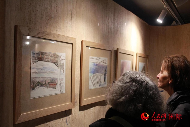 法國觀眾在欣賞展品。人民網記者 尚凱元攝