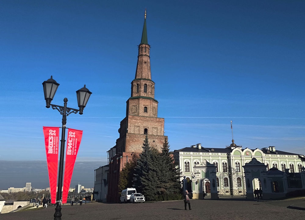 這是2024年10月20日拍攝的俄羅斯喀山克里姆林宮一景。新華社記者 丁海濤 攝